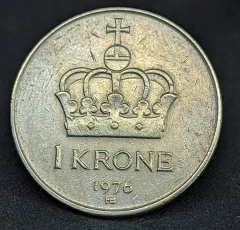 837 - Noruega 1 coroa, 1976