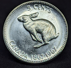 1033 - Canadá 5 cêntimos, 1967 Centenário da Confederação Canadense