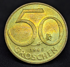 1867 - Áustria 50 groschen, 1988 - Com lindo brilho de cunho
