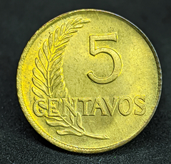 1875 - Peru 5 centavos 1965 - Com linda pátina