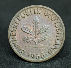 1942 - Alemanha 1 pfennig, 1966 Cunhagem "F" - Stuttgart - Com linda pátina - comprar online