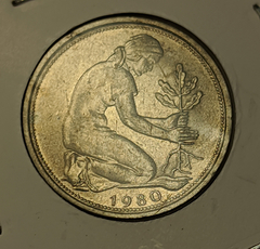 2520 - Alemanha 50 pfennig, 1980 F - Stuttgart