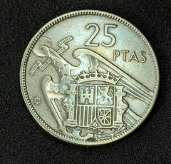 2554 - Espanha 25 pesetas, 1957 - 65 na estrela