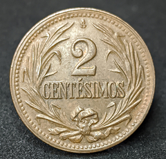 2736 - Uruguai 2 centésimos, 1947 - Cobre-Zinco, 3.5g, ø 20mm KM# 20a
