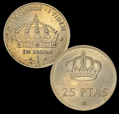 717 - Duas moedas estrangeiras - Suécia e Espanha