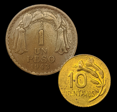 1043 - Duas moedas estrangeiras - Chile e Peru