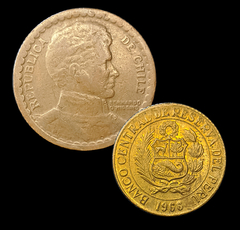1043 - Duas moedas estrangeiras - Chile e Peru - comprar online