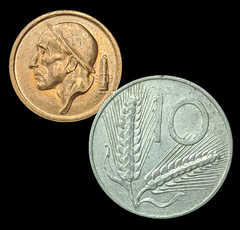 1247 - Duas moedas estrangeiras - Bélgica e Itália
