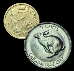 1250 - Duas moedas estrangeiras - Espanha e Canadá
