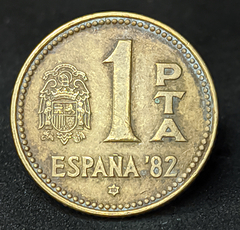 780 - Espanha 1 peseta, 1980 - 80 dentro da estrela - Copa do mundo de 1982