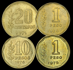 868 - Quatro moedas da Argentina com brilho de cunho