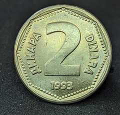 1208 - Iugoslávia 2 Dinar, 1993 - Com brilho de cunho