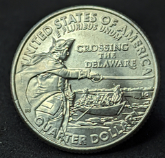 1398 - Estados Unidos da América quarter dólar, 2021 P - George Washington - Cruzando o Delaware