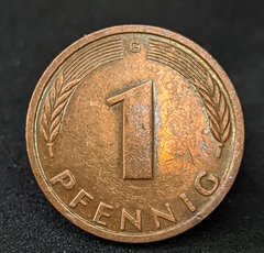 1545 - Alemanha 1 pfennig, 1987 G Karlsruhe