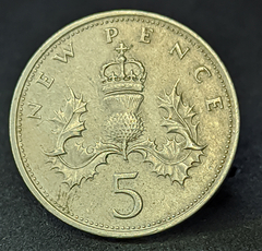 1787 - Reino Unido 5 pence novos, 1969