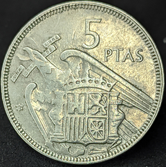 071 - Espanha 5 pesetas, 1957 - 59 dentro da estrela