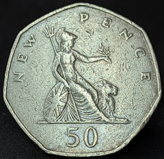 190 - Reino Unido 50 pence novo, 1969