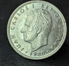 791 - Espanha 5 pesetas, 1980 - 80 dentro da estrela - Com brilho de cunho - comprar online