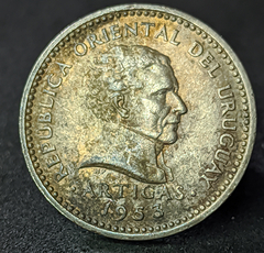 832 - Uruguai 10 centésimos, 1953 - Com lindíssima pátina - comprar online