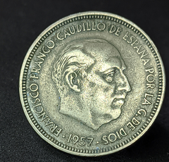 935 - Espanha 50 pesetas, 1957 - 58 dentro da estrela na internet