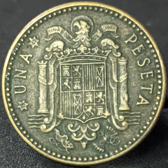 945 - Espanha 1 peseta, 1947 - 49 na estrela