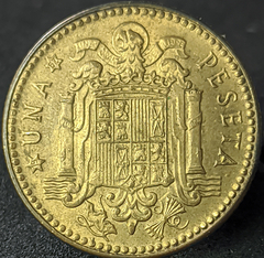 947 - Espanha 1 peseta, 1953 - 62 na estrela - Com brilho de cunho