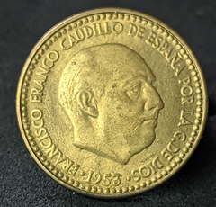 947 - Espanha 1 peseta, 1953 - 62 na estrela - Com brilho de cunho - comprar online