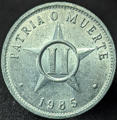 956 - Cuba 2 centavos, 1985 - Com brilho de cunho