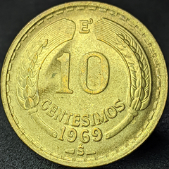 1065 - Chile 10 centésimos, 1969 - Com lindíssimo brilho de cunho