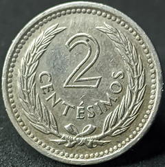 1647 - Uruguai 2 centésimos, 1953 - Cupro-Níquel, 2.5g, ø 17mm KM# 33