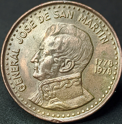 2190 - Argentina 50 pesos, 1978 - 200º aniversário - Nascimento de José de San Martín - Com linda pátina