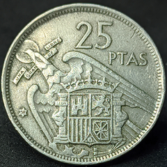 2294 - Espanha 25 pesetas, 1957 - 58 na estrela