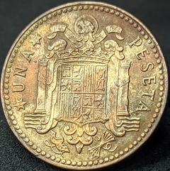 2321 - Espanha 1 peseta, 1947 - 53 dentro da estrela - Com linda coloração