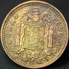 2323 - Espanha 1 peseta, 1966 - 68 dentro da estrela - Com linda coloração