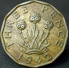 2381 - Reino Unido 3 pence, 1942 - Com linda pátina