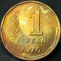 2414 - Argentina 1 peso, 1976 - Com brilho de cunho e lindíssima pátina