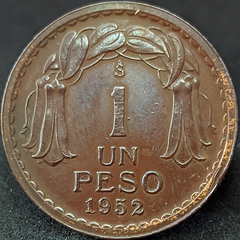 2517 - Chile 1 peso, 1952 - Com linda pátina