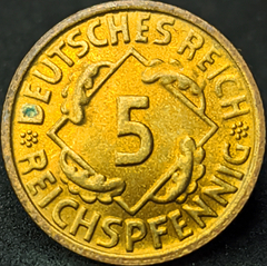 2607 - Alemanha 5 reichspfennig, 1935 F - Com lindíssimo brilho de cunho