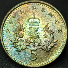 2633 - Reino Unido 5 pence, 2000 - Com linda coloração