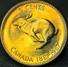 2678 - Canadá 5 cêntimos, 1967 - Centenário da Confederação Canadense - Com linda coloração