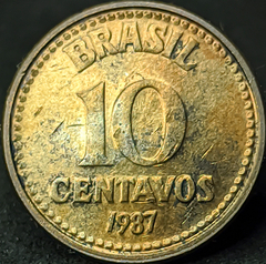 013 - Brasil 10 centavos, 1987 - Com linda coloração