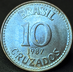 020 - Brasil 10 cruzados, 1987 - Com lindíssima coloração