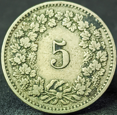 2885 - Suíça 5 rappen, 1885