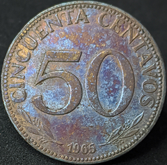 2962 - Bolívia 50 centavos, 1965 - Com linda coloração