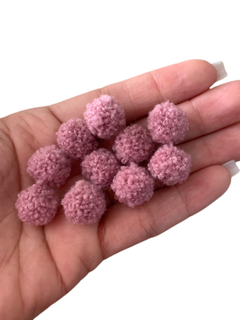 POMPOM DE LÃ ROSA SECO (15MM)- 10 UNIDADES