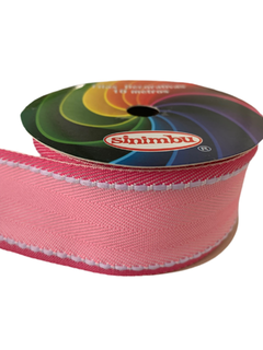 FITA PESPONTADA SINIMBU ROSA BORDA PINK (38MM) - 10 METROS