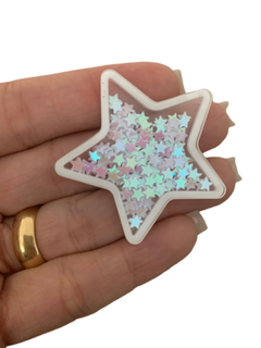 ESTRELA VAZADA COM CONFETE MINI ESTRELAS BRANCO (5CM)- UNIDADE - comprar online