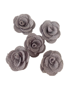 FLOR DE TECIDO CINZA (3CM)- 5 UNIDADES