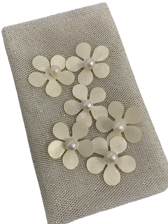 KIT PRÁTICO LAÇO TULE PALHA GLITER DOURADO COM FLOR
