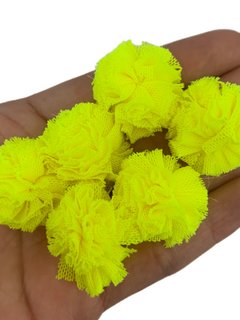 POMPOM MALHA AMARELO NEON (25MM)- 6 UNIDADES
